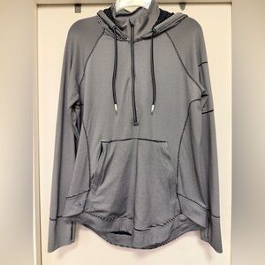 Athleta Heavenly Hail striped hoodie sweatshirt - navy blue/white - size L